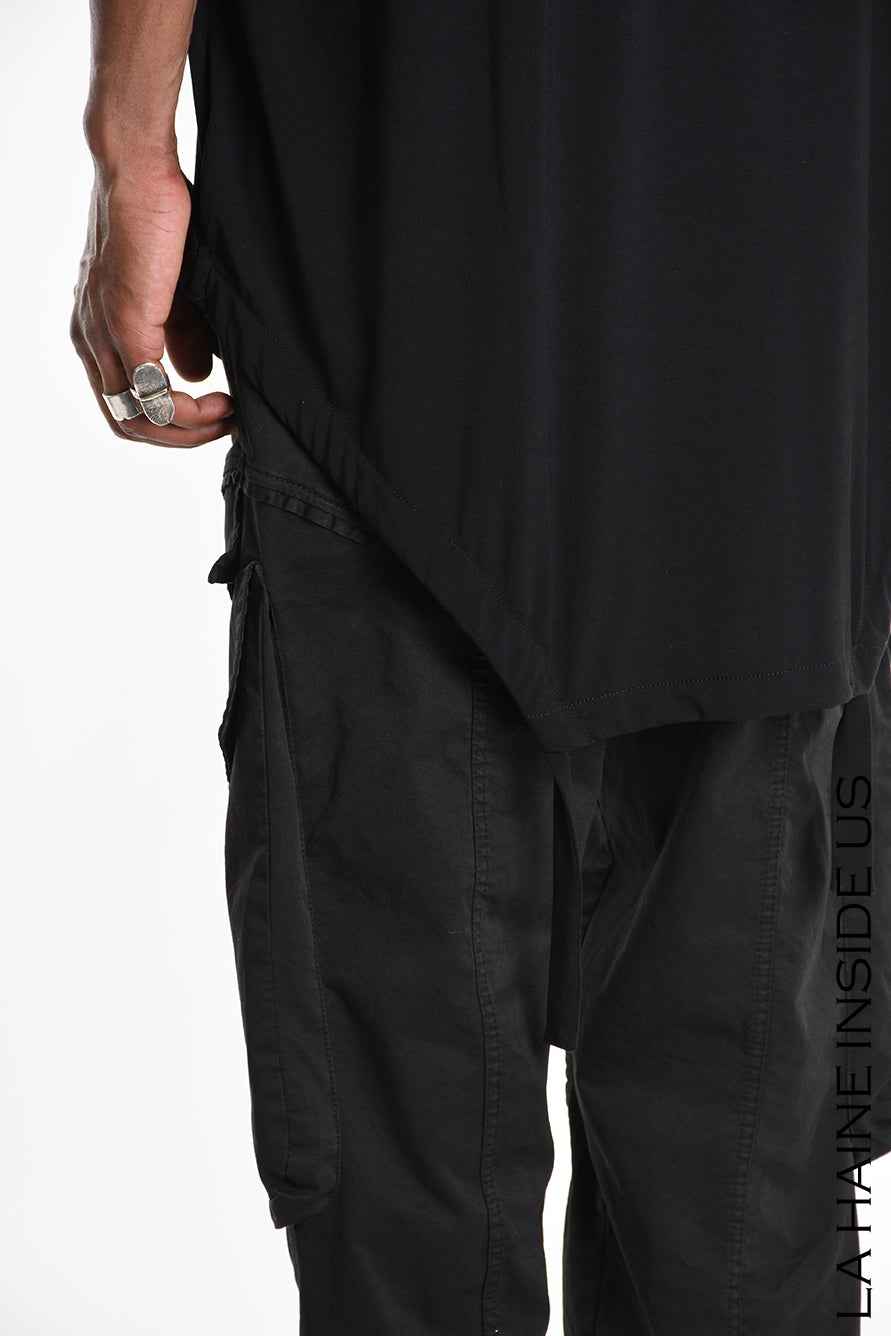 LA HAINE INSIDE US M1243 Tank Top - Black Bamboo Regular Fit Front Cuts Italian Men's