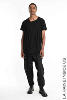 LA HAINE INSIDE US M1243 Tank Top - Black Bamboo Regular Fit Front Cuts Italian Men's