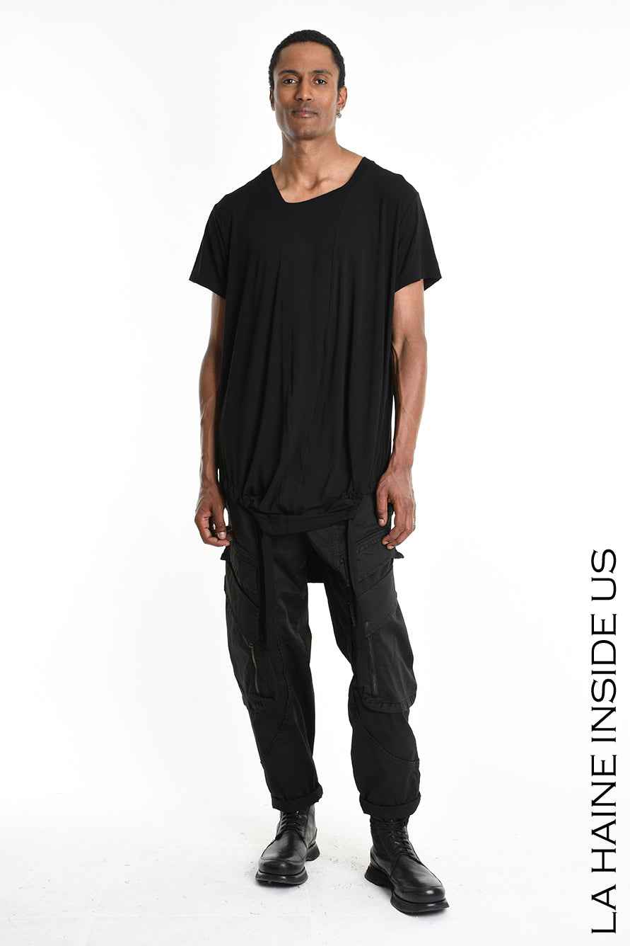LA HAINE INSIDE US M1243 Tank Top - Black Bamboo Regular Fit Front Cuts Italian Men's