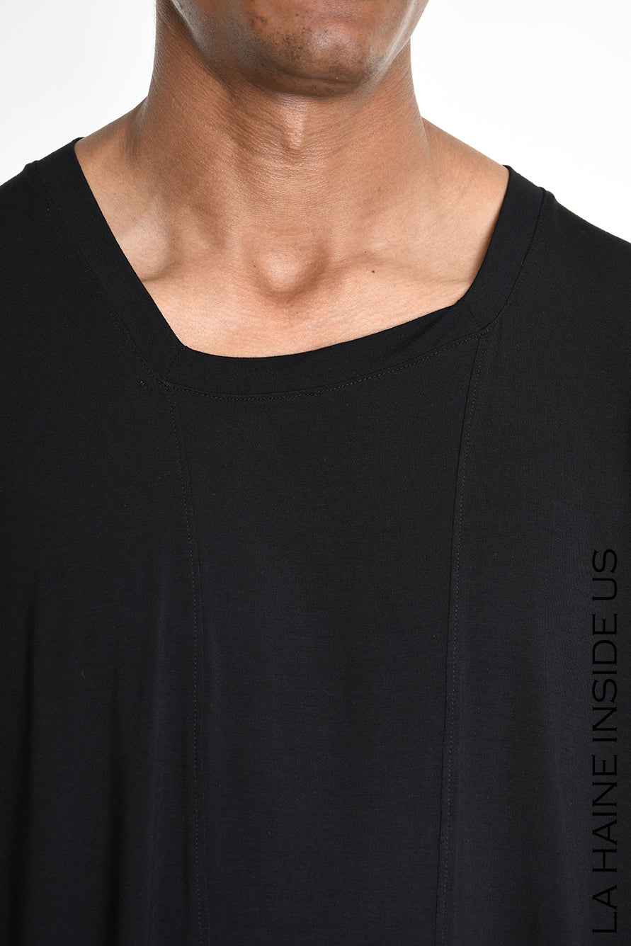 LA HAINE INSIDE US M1243 Tank Top - Black Bamboo Regular Fit Front Cuts Italian Men's
