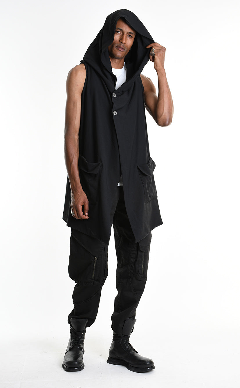 Doubled Sleeveless Hooded Cardigan Unisex Black – LA HAINE INSIDE