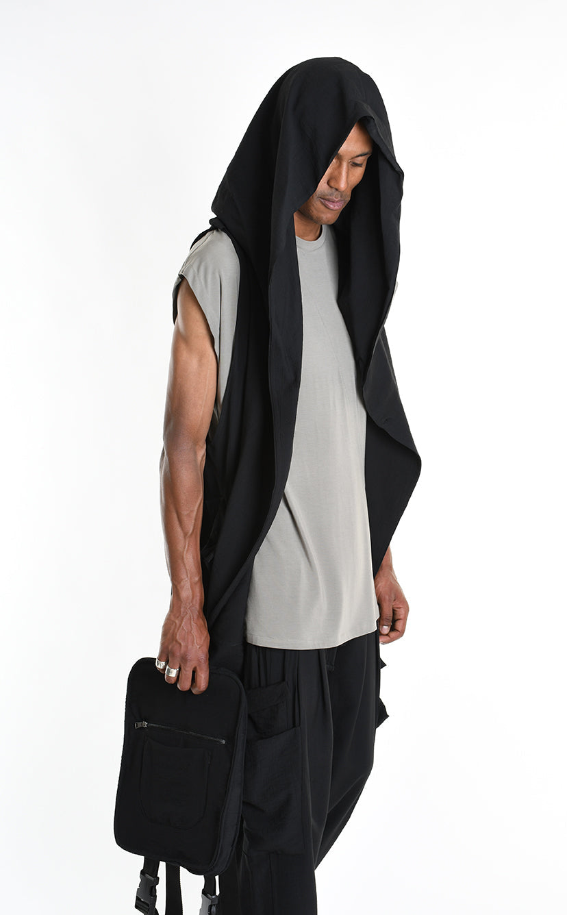Doubled Sleeveless Hooded Cardigan Unisex Black – LA HAINE INSIDE