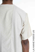 LA HAINE INSIDE US M1269 T-Shirt - Beige Asymmetric Oversized Viscose Nylon Italian Men's