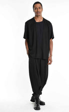 LA HAINE INSIDE US M1269 T-Shirt - Black Asymmetric Oversized Viscose Nylon Italian Men's