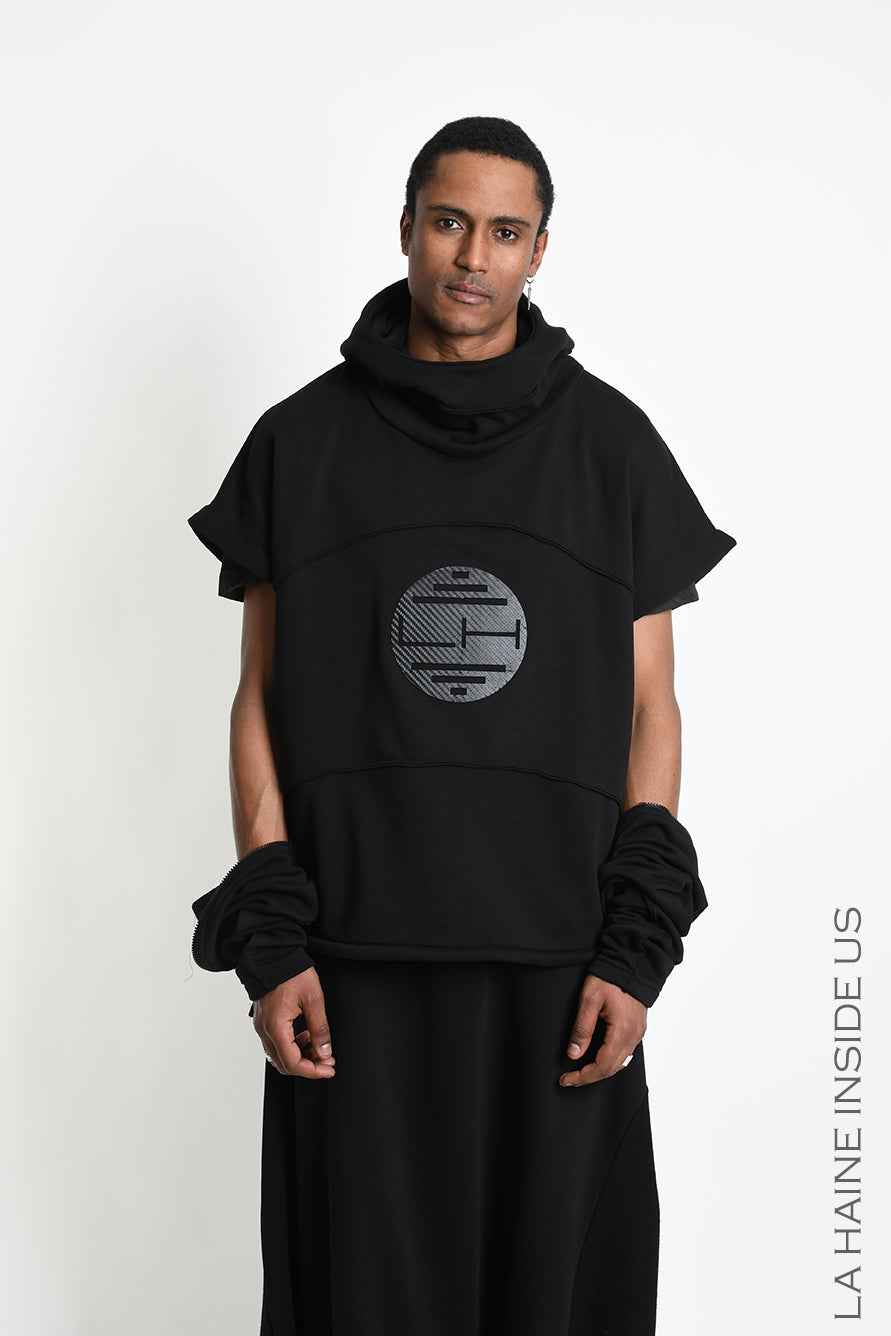 3M M1334 Sweatshirt - Black Oversized Custom Print Removable Sleeves Hooded 100% Cotton Unisex LA HAINE INSIDE US