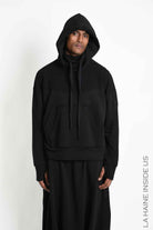 3M M1335 Sweatshirt - Black Oversized Reverse Inserts Hood Collar Kangaroo Pocket 100% Cotton Unisex LA HAINE INSIDE US