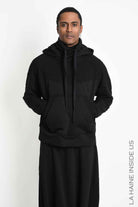 3M M1335 Sweatshirt - Black Oversized Reverse Inserts Hood Collar Kangaroo Pocket 100% Cotton Unisex LA HAINE INSIDE US