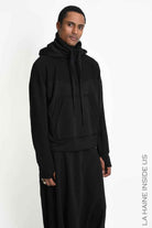 3M M1335 Sweatshirt - Black Oversized Reverse Inserts Hood Collar Kangaroo Pocket 100% Cotton Unisex LA HAINE INSIDE US