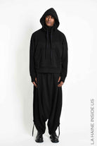 3M M1335 Sweatshirt - Black Oversized Reverse Inserts Hood Collar Kangaroo Pocket 100% Cotton Unisex LA HAINE INSIDE US