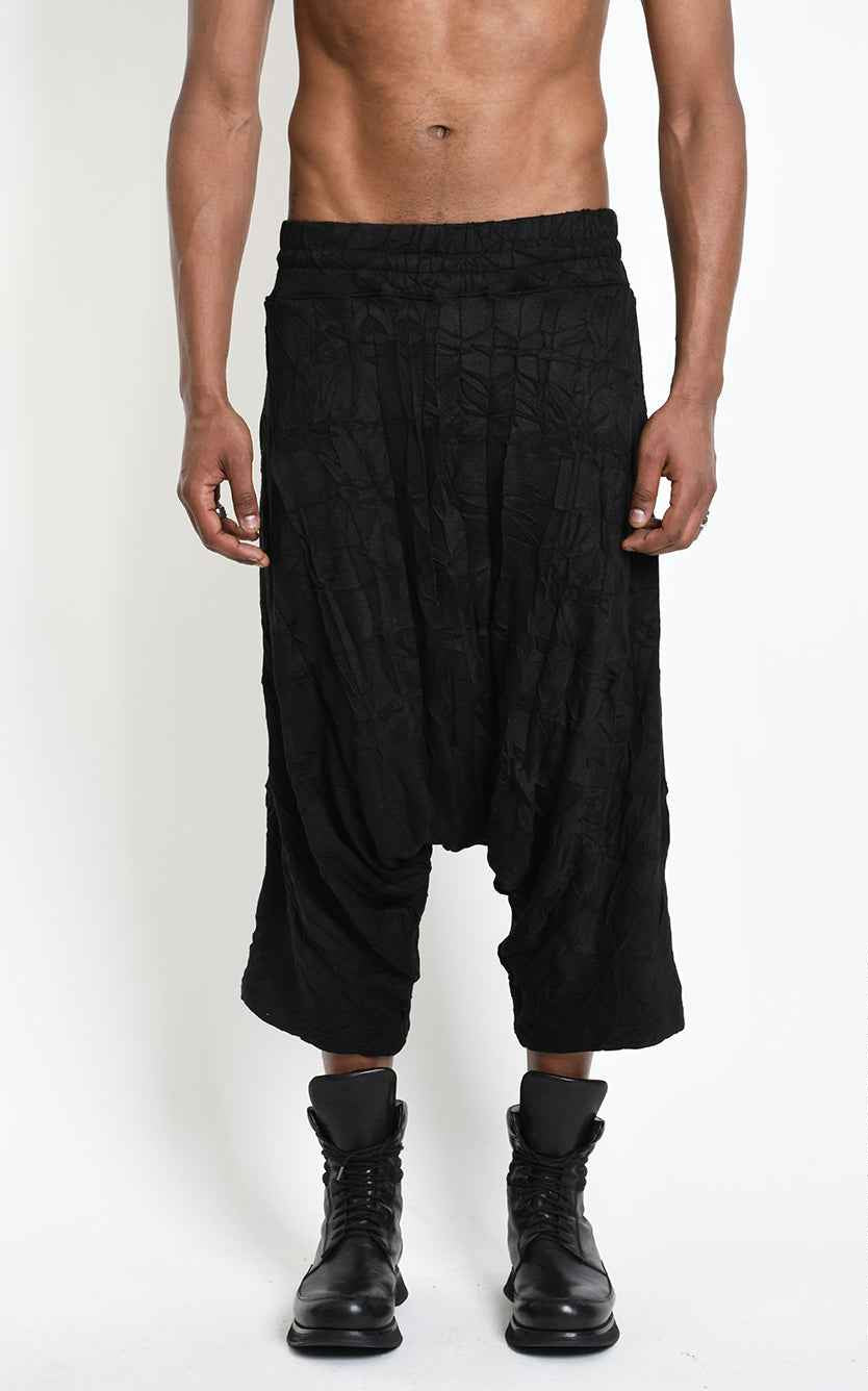3M M1341 TROUSERS Oversize Low-Crotch Wrinkled Jersey UNISEX M Black