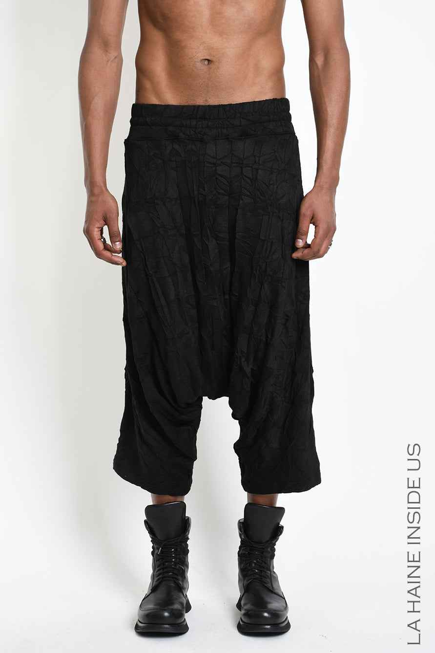3M M1341 TROUSERS Oversize Low-Crotch Wrinkled Jersey UNISEX M Black