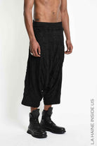 3M M1341 TROUSERS Oversize Low-Crotch Wrinkled Jersey UNISEX M Black