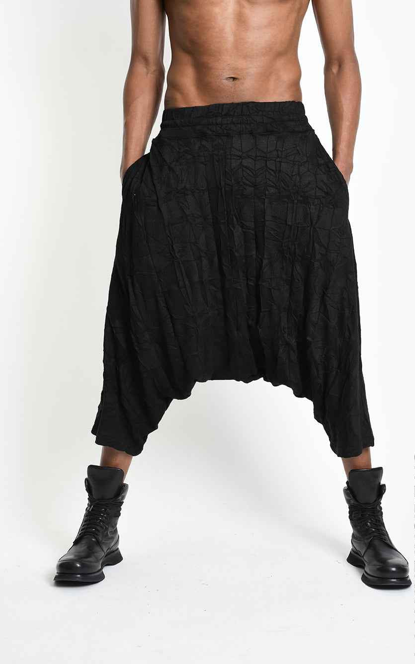3M M1341 TROUSERS Oversize Low-Crotch Wrinkled Jersey UNISEX M Black