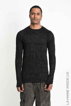 3M M1342 Sweater - Black Regular Wrinkled Jersey Thumbhole Men's Made in Italy