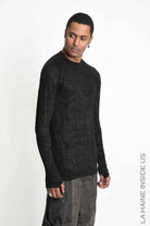 3M M1342 Sweater - Black Regular Wrinkled Jersey Thumbhole Men's Made in Italy