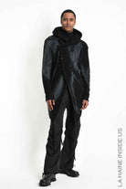 3M M1345 Coat/Cardigan - Black Asymmetrical Thickness 3 Knit Spray Treatment Corozo Buttons Unisex Made in Italy