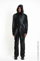 3M M1345 Coat/Cardigan - Black Asymmetrical Thickness 3 Knit Spray Treatment Corozo Buttons Unisex Made in Italy