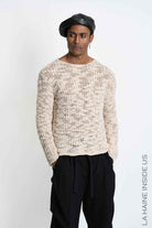 3M M1373 Sweater - Ecru Open-Weave Bouclé Wool Blend Regular Fit Men's Made in Italy