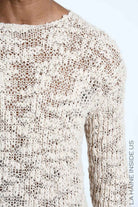 3M M1373 Sweater - Ecru Open-Weave Bouclé Wool Blend Regular Fit Men's Made in Italy
