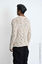 3M M1373 Sweater - Ecru Open-Weave Bouclé Wool Blend Regular Fit Men's Made in Italy