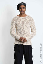 3M M1373 Sweater - Ecru Open-Weave Bouclé Wool Blend Regular Fit Men's Made in Italy