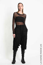 3M M1341 TROUSERS Oversize Low-Crotch Wrinkled Jersey UNISEX M Black