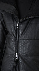 A33P LM24225 DOWN JACKET Regular Faux Leather Graphite & Faux Fur Black