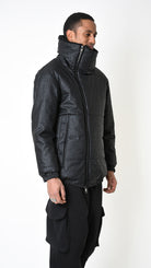 A33P LM24225 DOWN JACKET Regular Faux Leather Graphite & Faux Fur Black