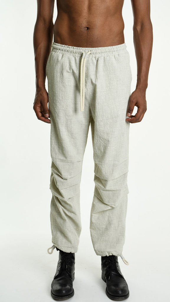 A33P M105325 TROUSER in linen cotton blend with elastic waist and pockets.