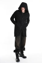 3P M1177 PARKA JACKET Regular Fit in Stretch Bull Fabric, Black. LA HAINE INSIDE US