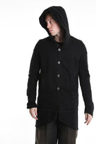 3P M1177 PARKA JACKET Regular Fit in Stretch Bull Fabric, Black. LA HAINE INSIDE US