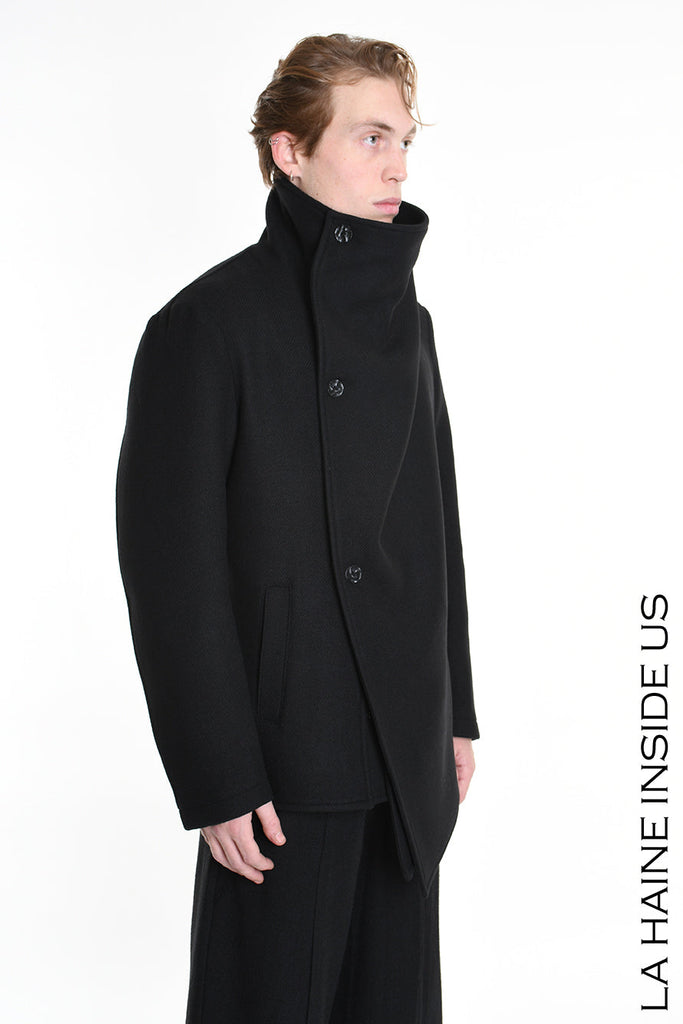 3P M1178 COAT Regular Woven Cloth Fabric Black LA HAINE INSIDE US