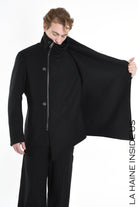 3P M1178 COAT Regular Woven Cloth Fabric Black LA HAINE INSIDE US