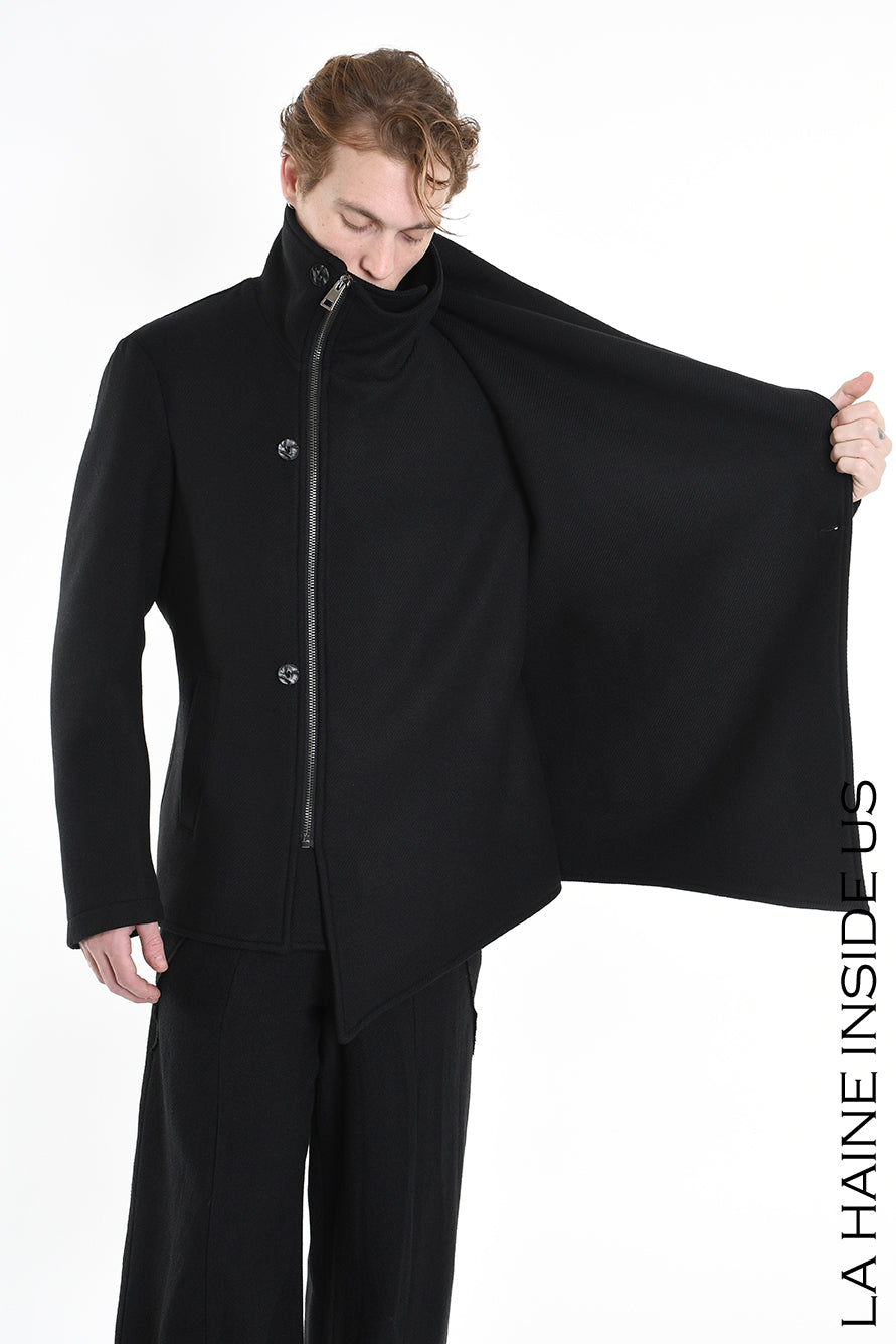 3P M1178 COAT Regular Woven Cloth Fabric Black LA HAINE INSIDE US