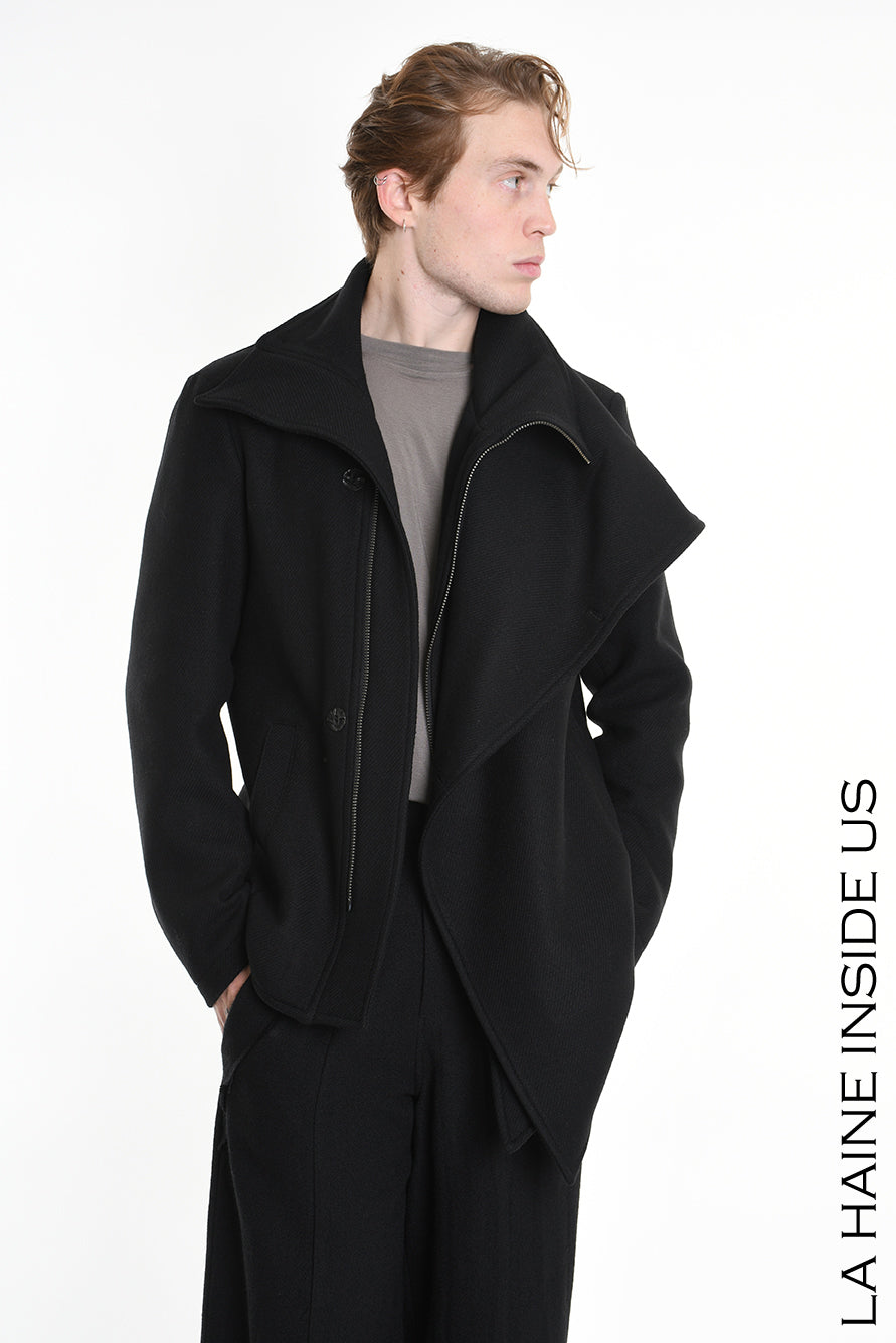 3P M1178 COAT Regular Woven Cloth Fabric Black LA HAINE INSIDE US