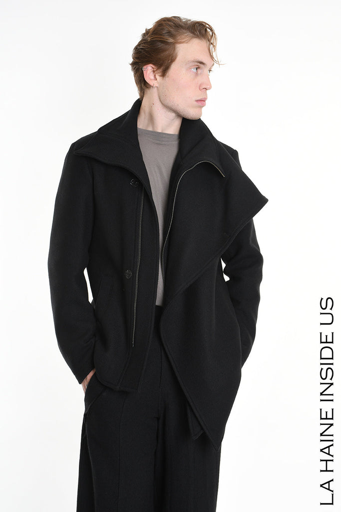 3P M1178 COAT Regular Woven Cloth Fabric Black LA HAINE INSIDE US