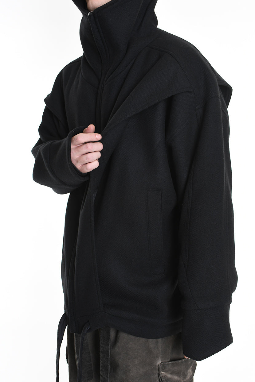 3P M1179 CAPPOTTO Over Woven Cloth Black LA HAINE INSIDE US