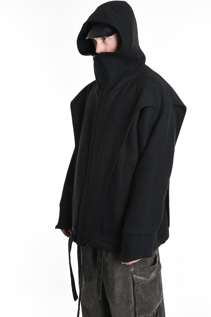3P M1179 CAPPOTTO Over Woven Cloth Black LA HAINE INSIDE US