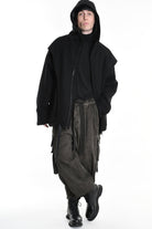 3P M1179 CAPPOTTO Over Woven Cloth Black LA HAINE INSIDE US