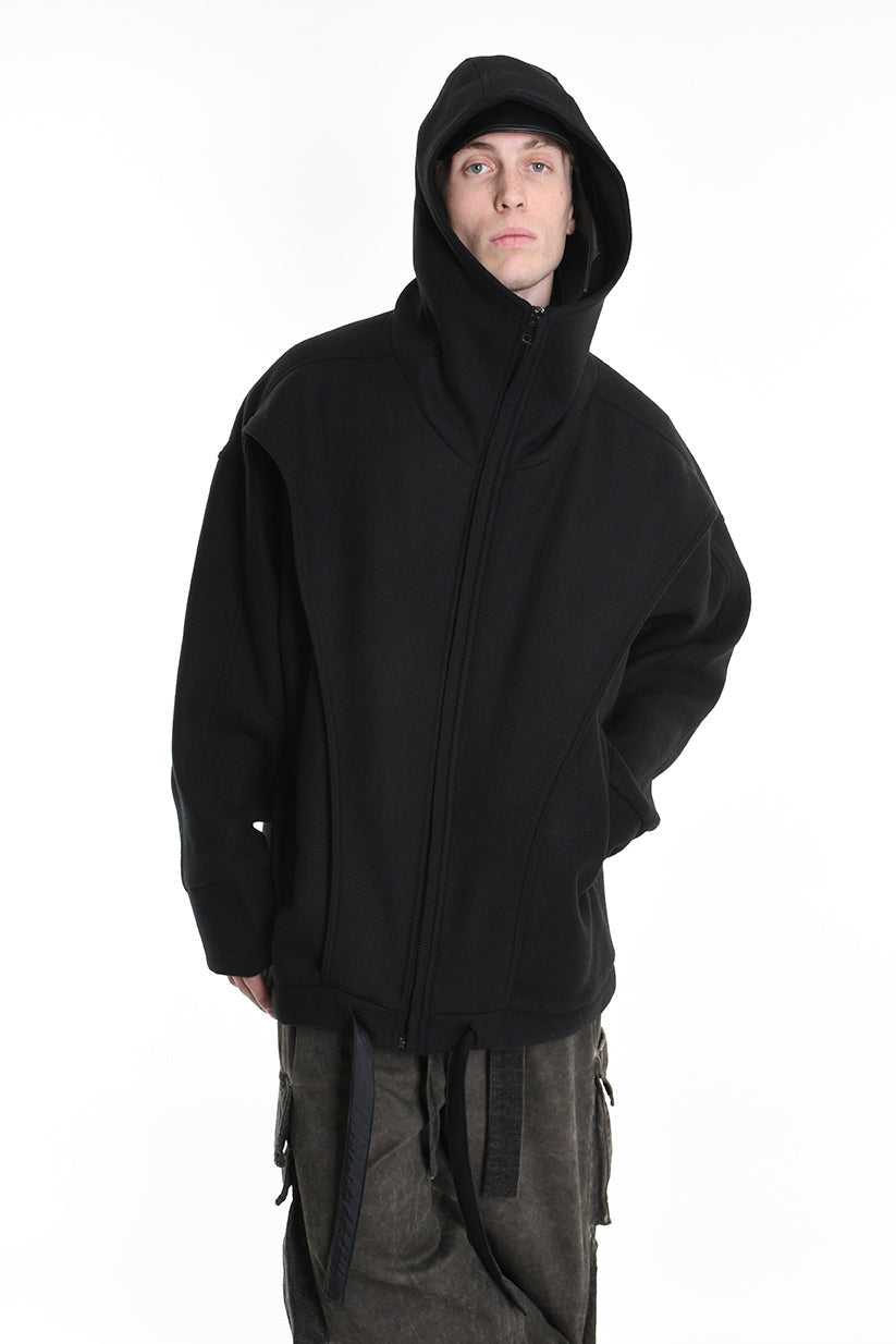 3P M1179 CAPPOTTO Over Woven Cloth Black LA HAINE INSIDE US