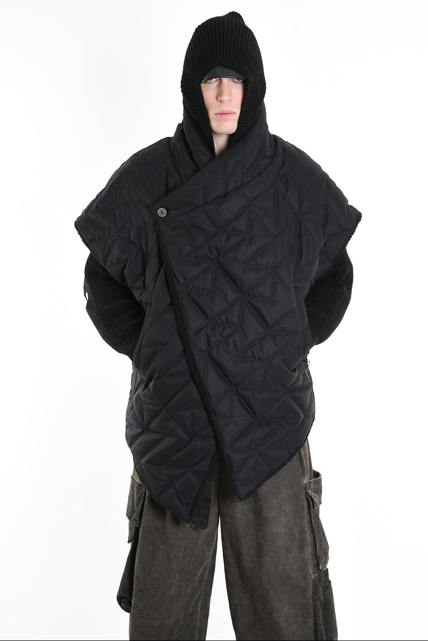 3P M1183 down jacket SLEEVELESS Nylon Opaco 150gr. & Ecopelliccia Black LA HAINE INSIDE US