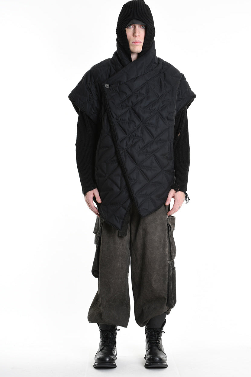 3P M1183 down jacket SLEEVELESS Nylon Opaco 150gr. & Ecopelliccia Black LA HAINE INSIDE US