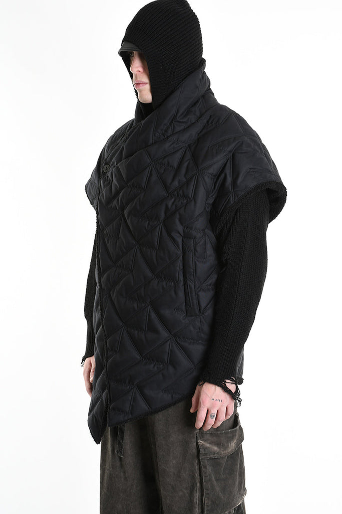 3P M1183 down jacket SLEEVELESS Nylon Opaco 150gr. & Ecopelliccia Black LA HAINE INSIDE US