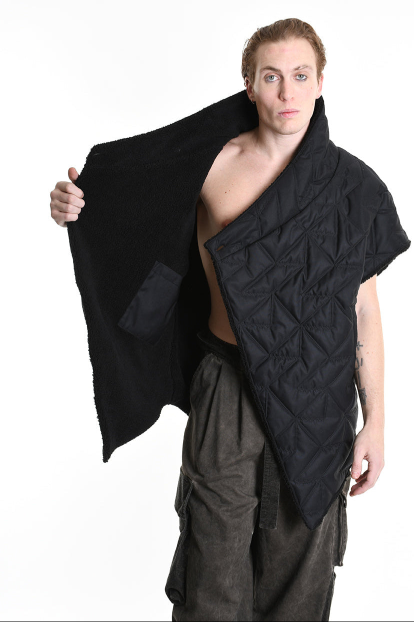 3P M1183 down jacket SLEEVELESS Nylon Opaco 150gr. & Ecopelliccia Black LA HAINE INSIDE US