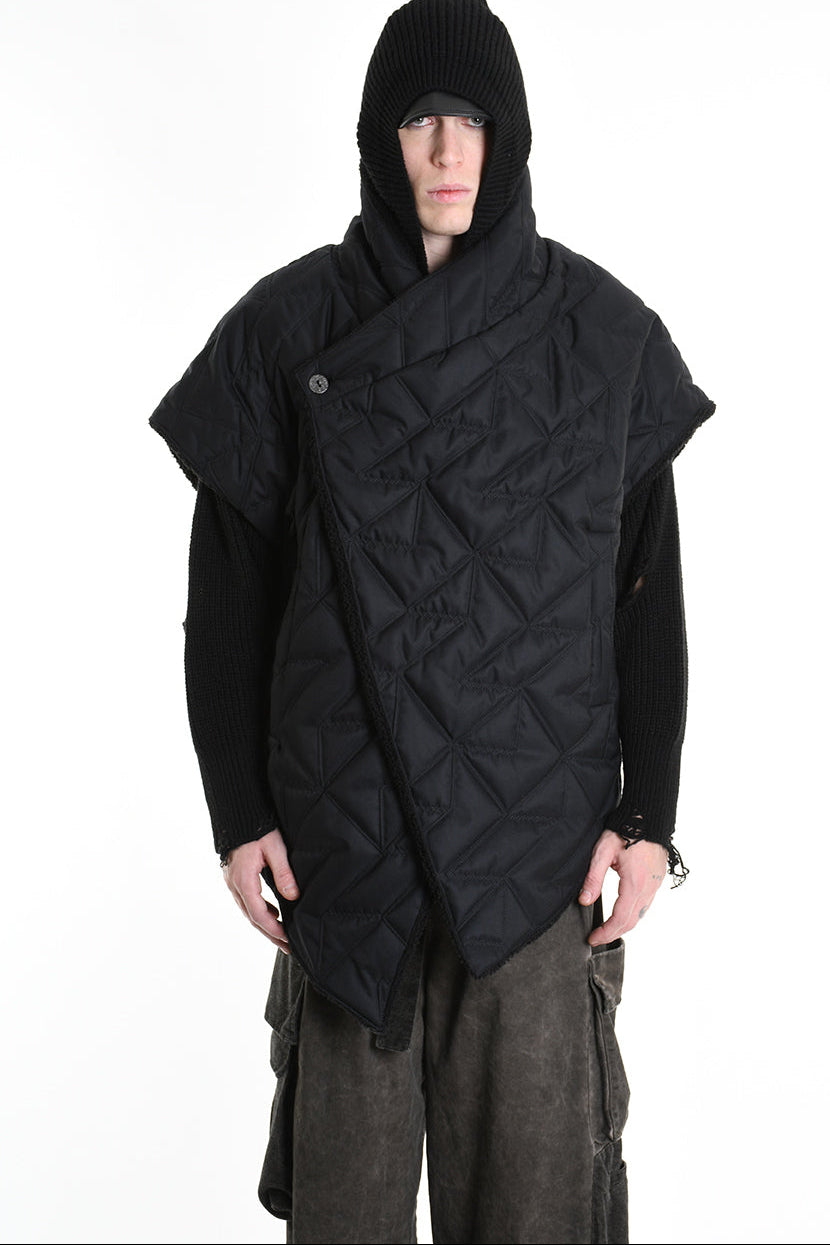 3P M1183 down jacket SLEEVELESS Nylon Opaco 150gr. & Ecopelliccia Black LA HAINE INSIDE US