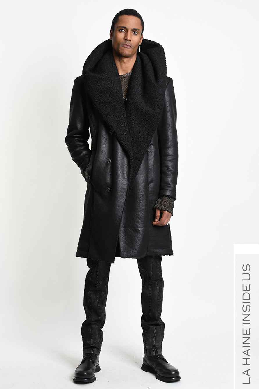 3P M1351 COAT Faux Sheepskin Regular Black