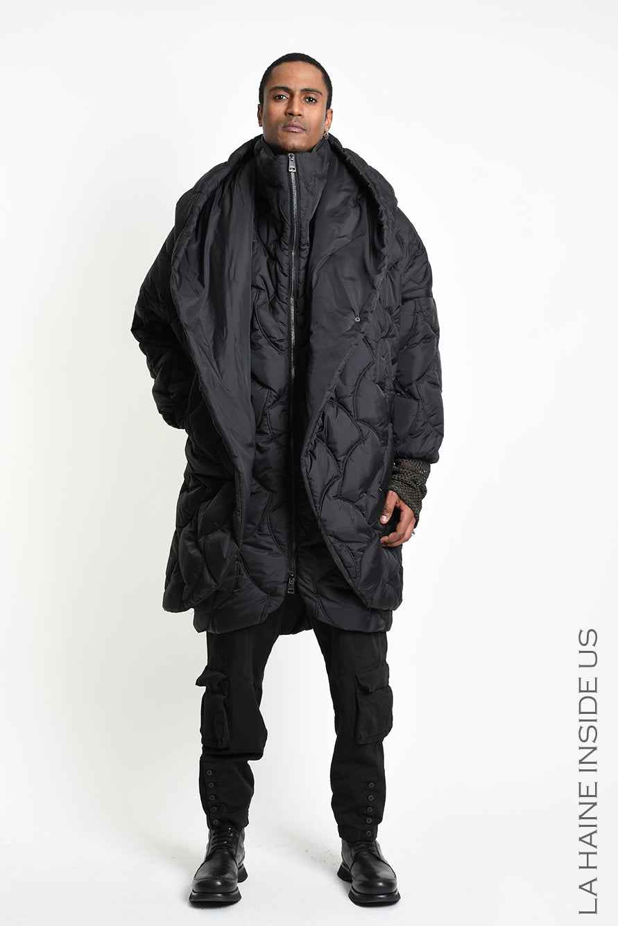 3P M1354 DOWN COAT Oversize Nylon Quilted Black