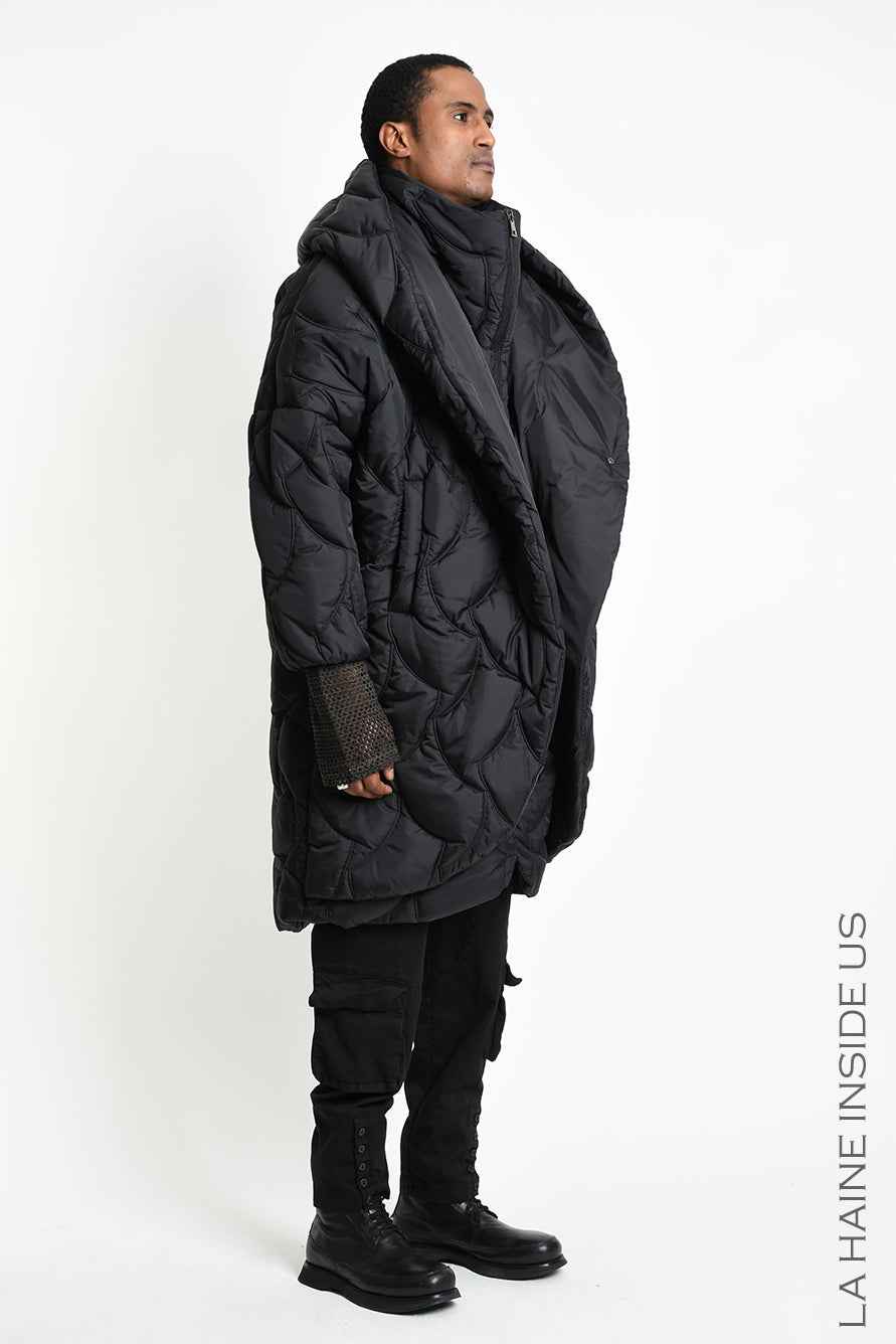 3P M1354 DOWN COAT Oversize Nylon Quilted Black