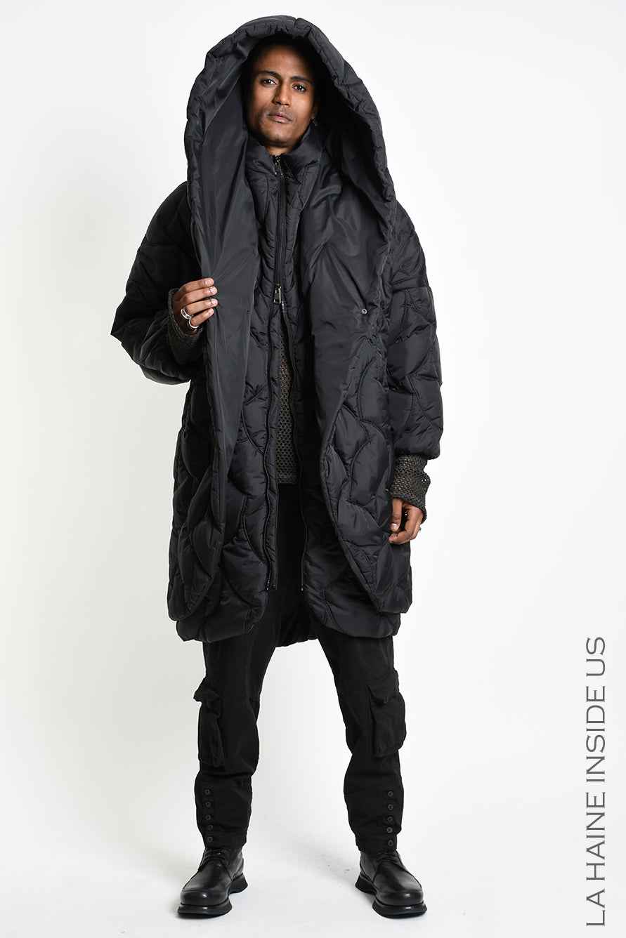 3P M1354 DOWN COAT Oversize Nylon Quilted Black