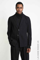 3P M1361 BLAZER Regular Textured Cotton Black